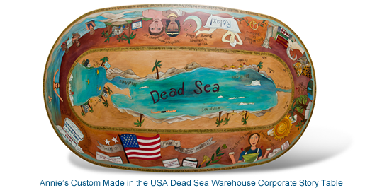 Annie's Custom Made in the USA Dead Sea Warehouse Corporate Story Table